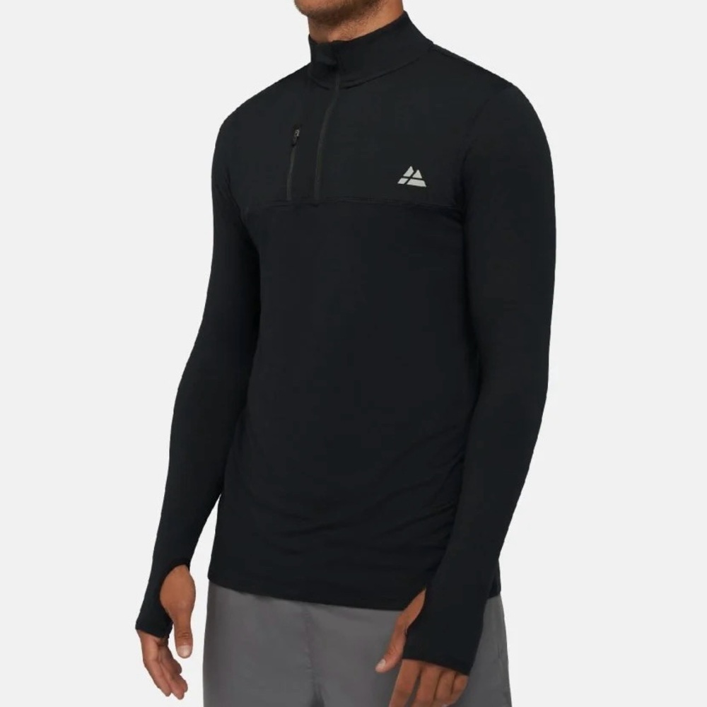 Danish Endurance Men’s Half Zip Athletic Long Sleeve Shirt Black SZ US Large